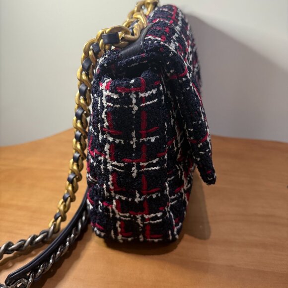 Chanel 19 Large Bag Tweed Navy Red White Multicolor - Picture 8 of 16